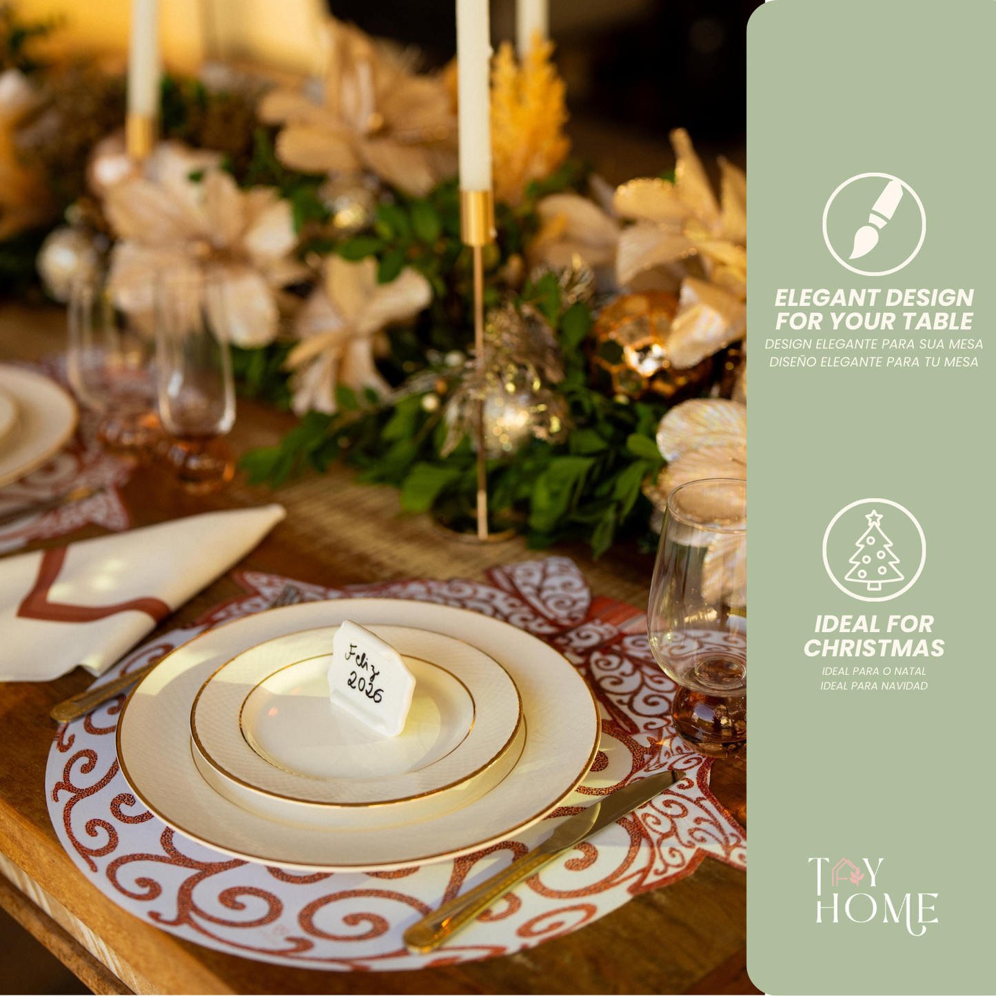 Gold Christmas Ornament Placemat