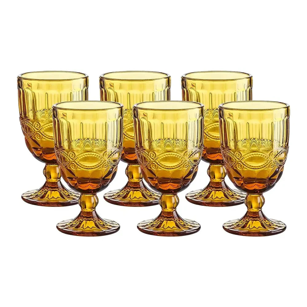 Gold Diamond Wine Glass - Set 6