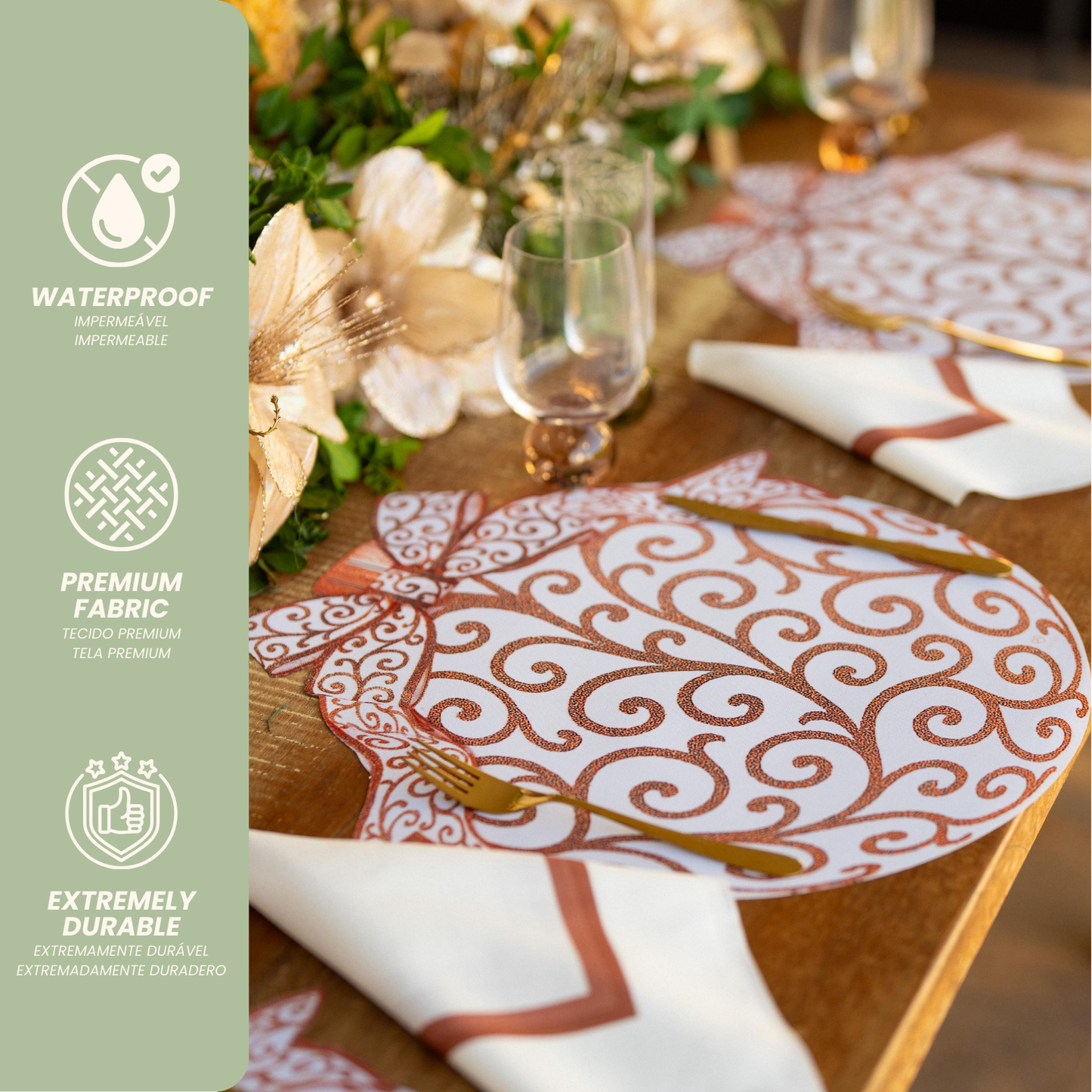 Gold Christmas Ornament Placemat