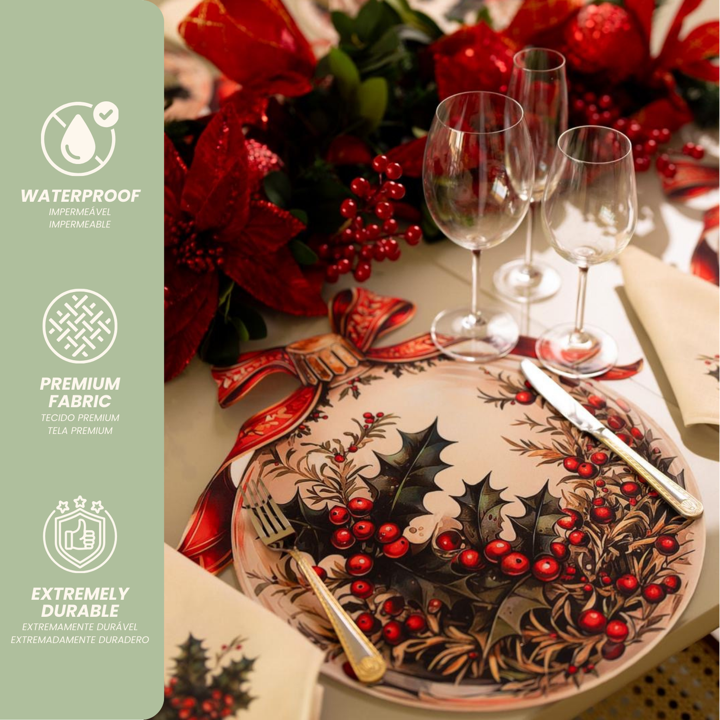 Holly Christmas Placemat
