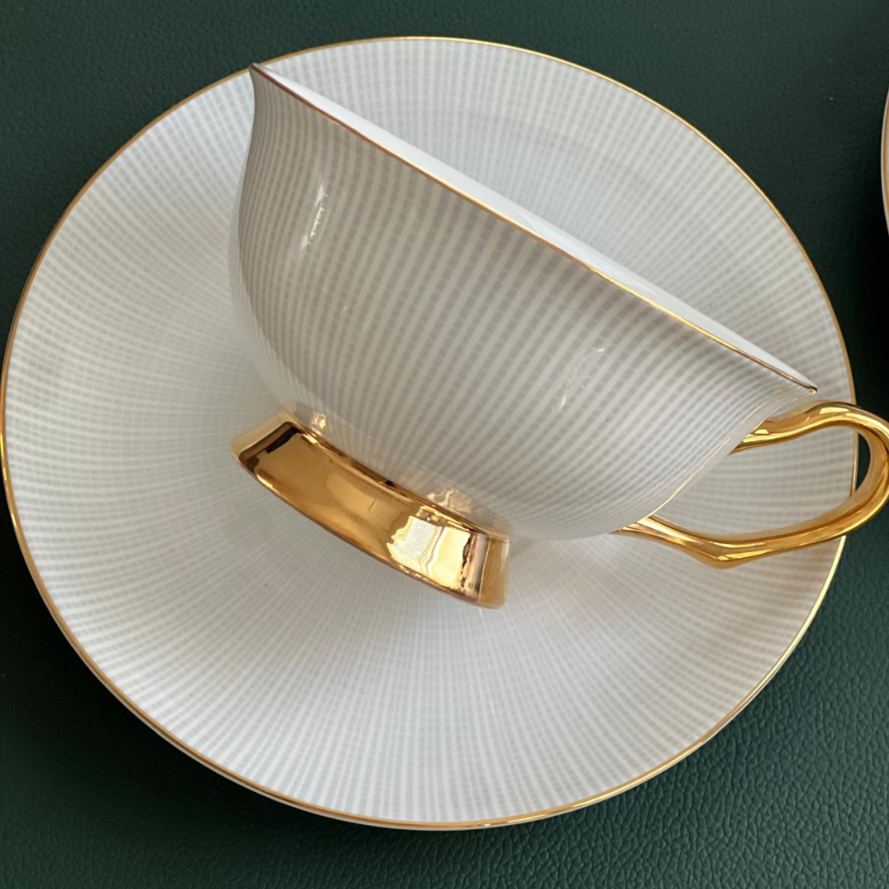 Royalty Tea Cup and Saucer Set of 12 with Gold Finish
