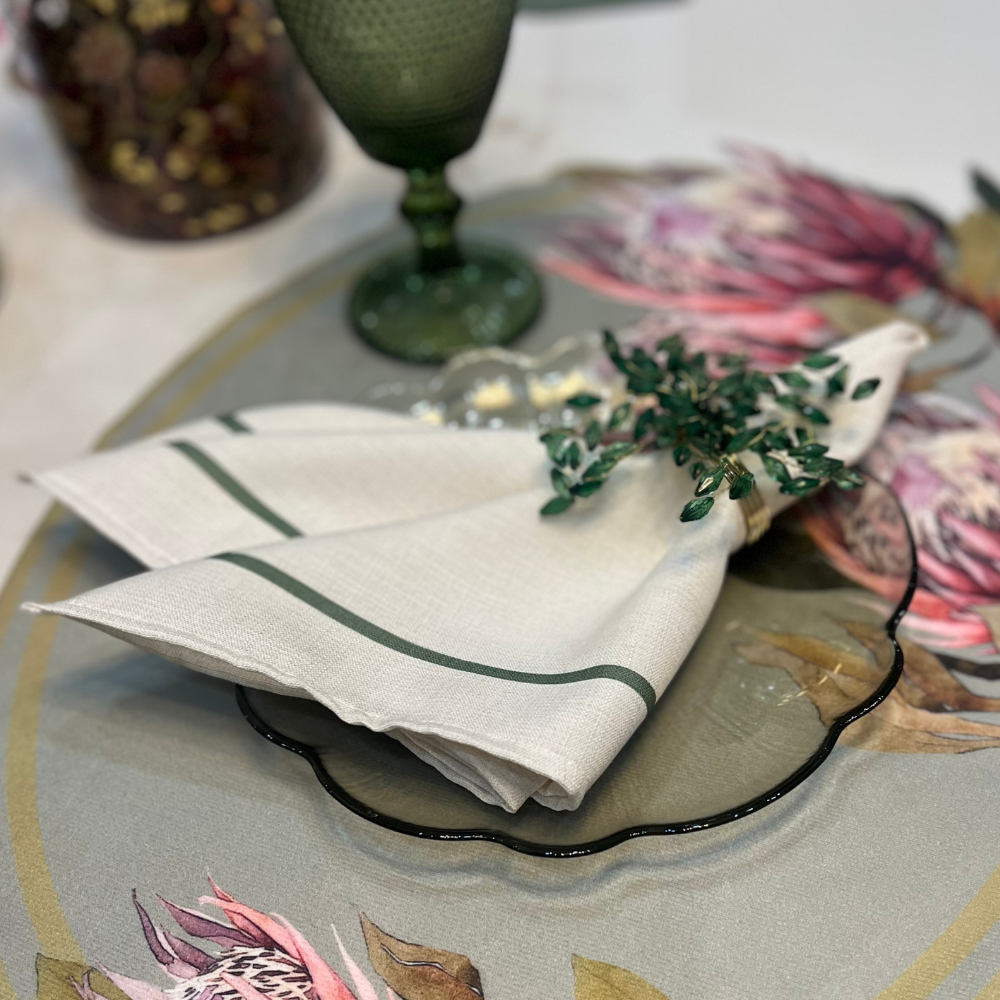 Green Crystal Napkin Ring with Nickel Plated Base