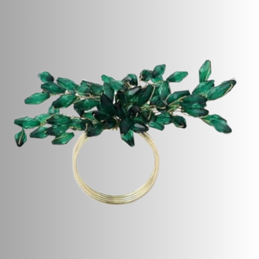 Green Crystal Napkin Ring with Nickel Plated Base