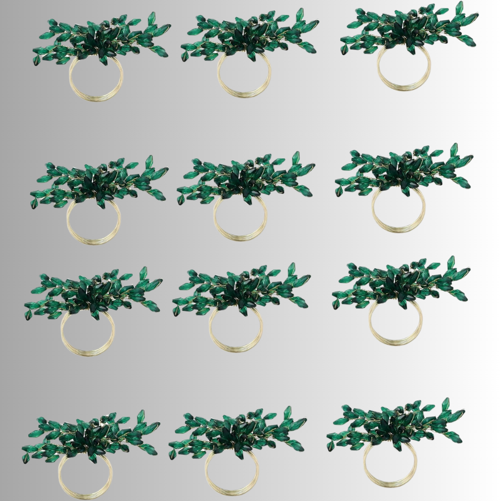 Green Crystal Napkin Ring with Nickel Plated Base