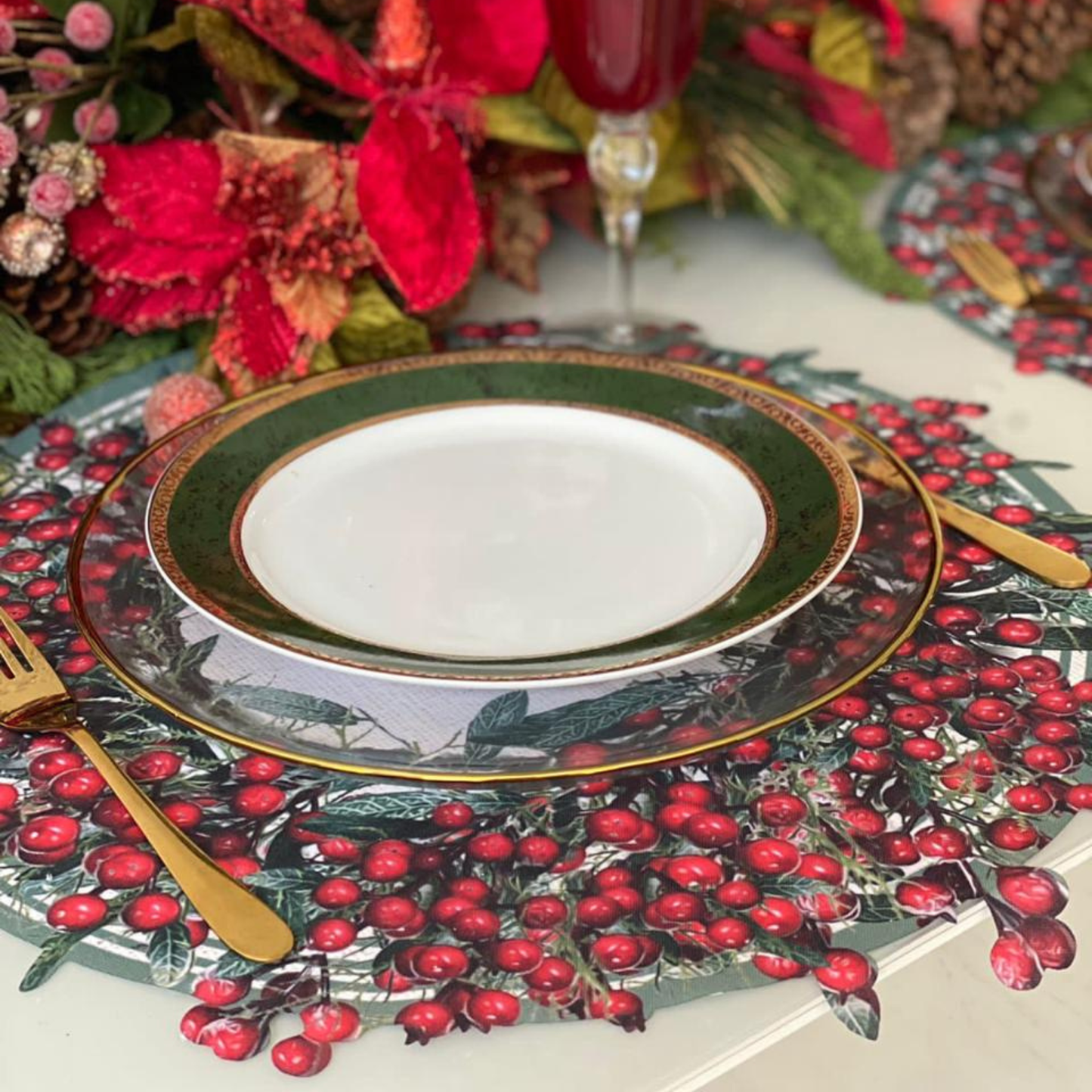 Vibrant Red Berry Christmas Placemat