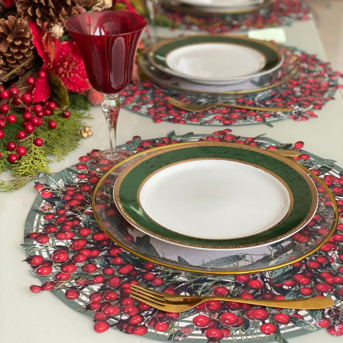Vibrant Red Berry Christmas Placemat