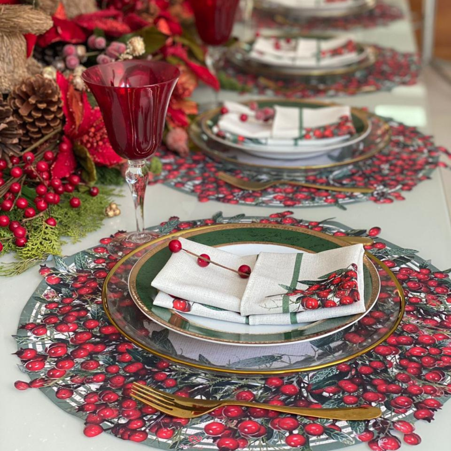 Vibrant Red Berry Christmas Placemat