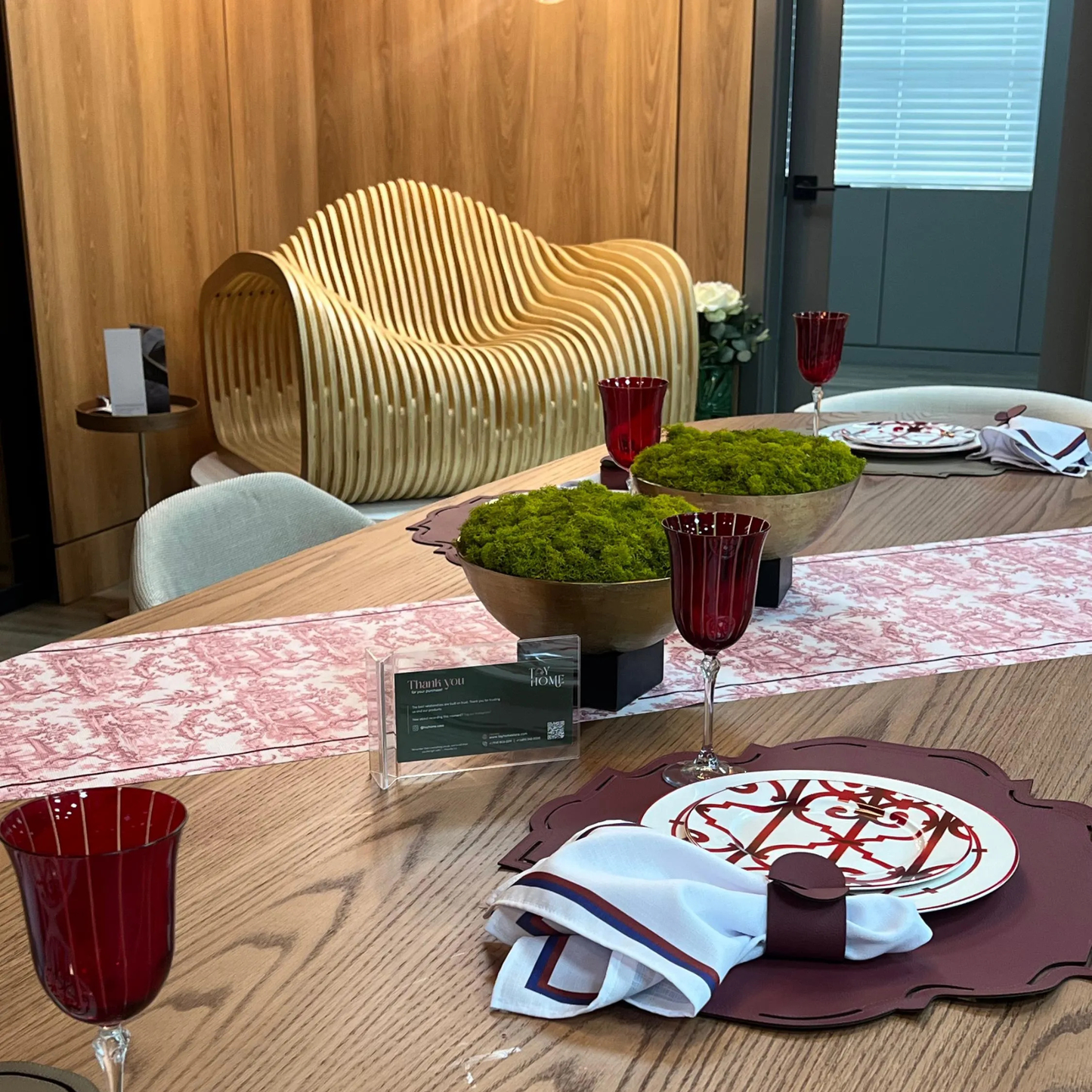 Marsala Toile de Jouy Premium Table Runner