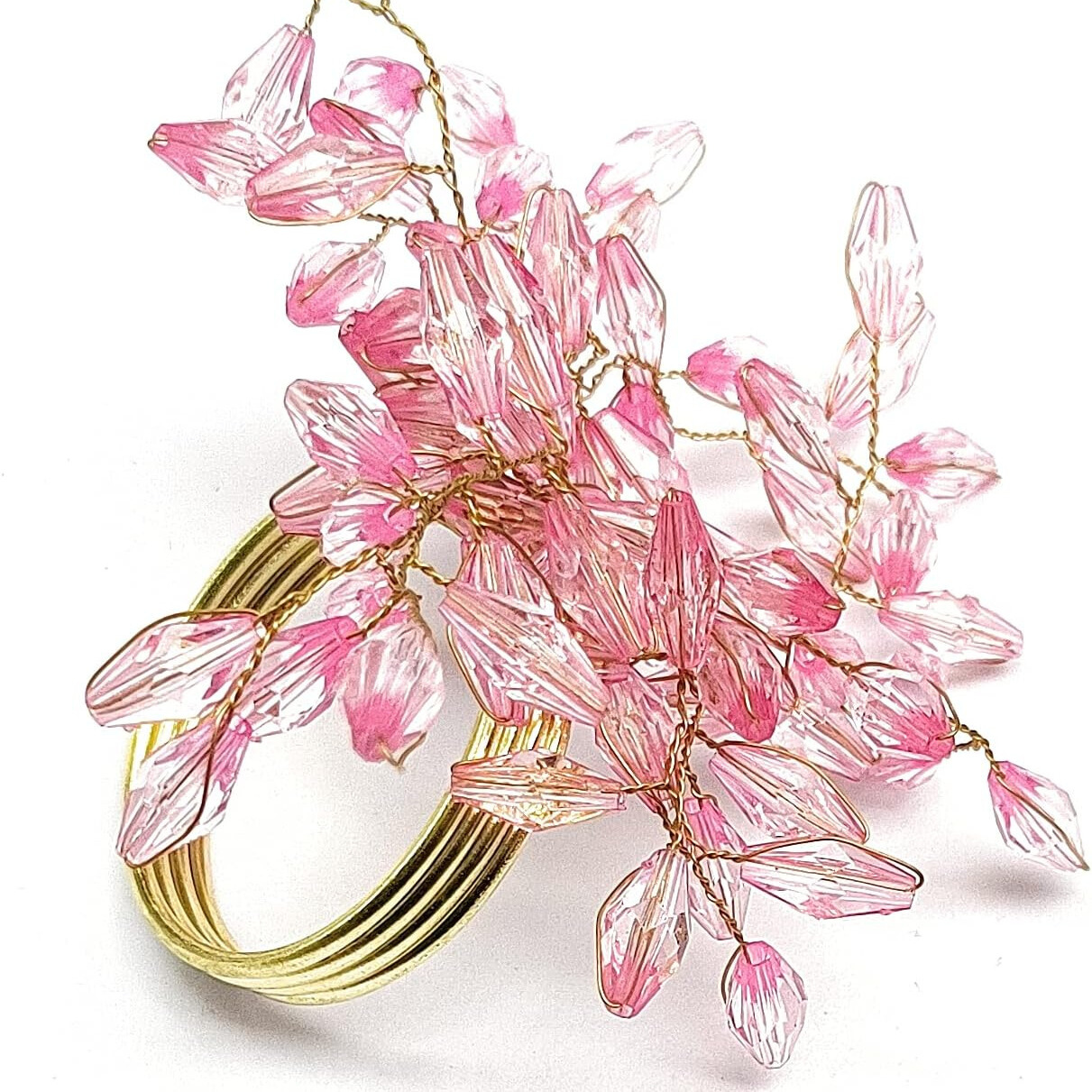 Pink Crystal Napkin Ring with Nickel Plated Base