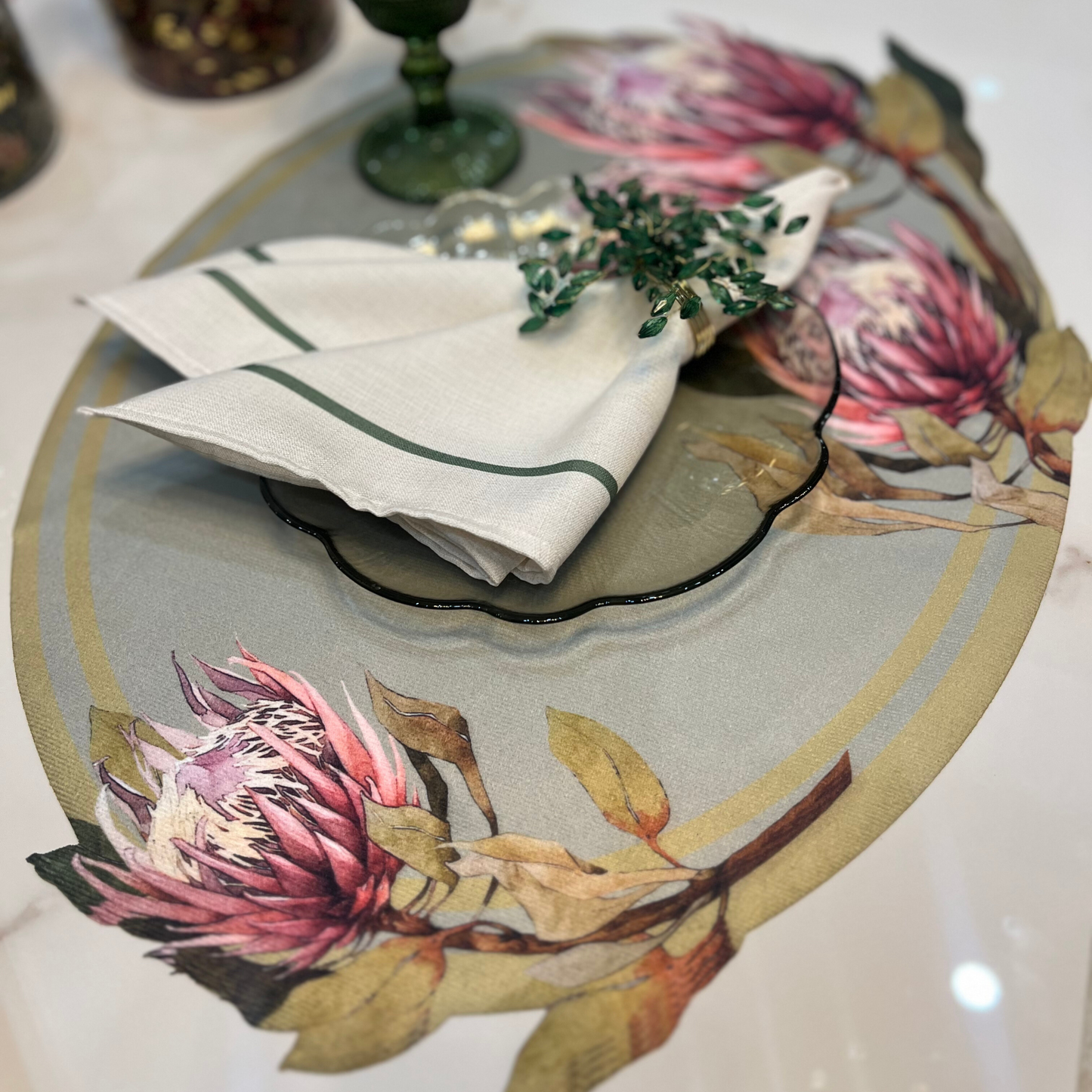 Floral Protea Oval Placemat
