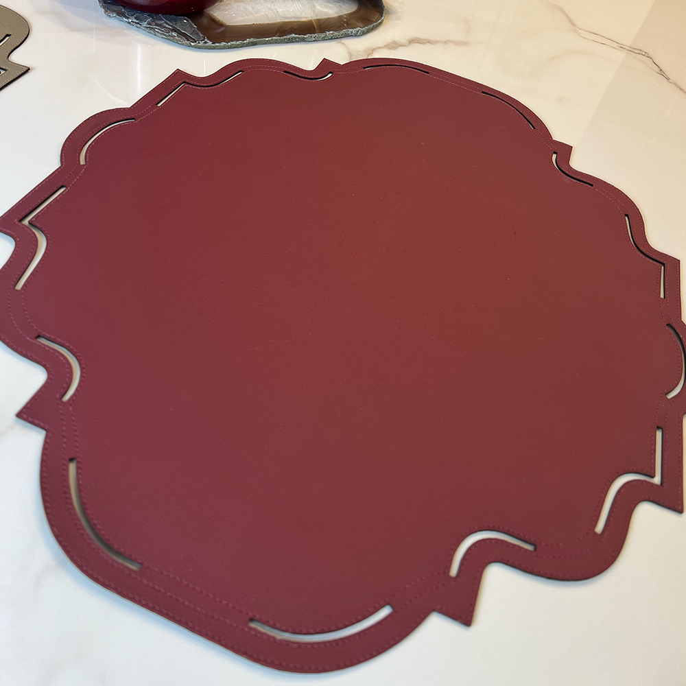 Double Sided Vegan Leather Placemat in Marsala and Beige