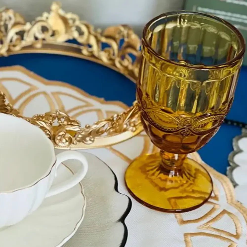 Gold Diamond Wine Glass - Set 6