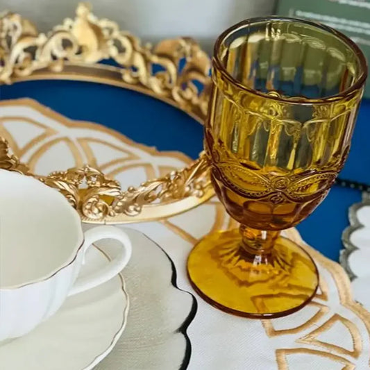 Gold Diamond Wine Glass - Set 6