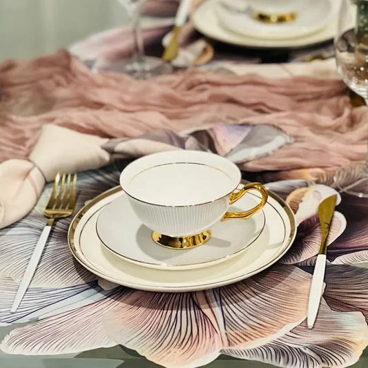 Royalty Tea Cup and Saucer Set of 12 with Gold Finish