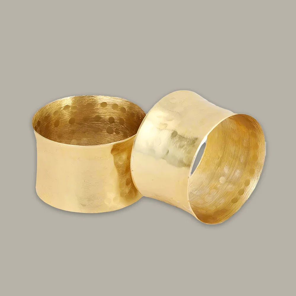 Golden Napkin Ring with Hammered Metal Finish