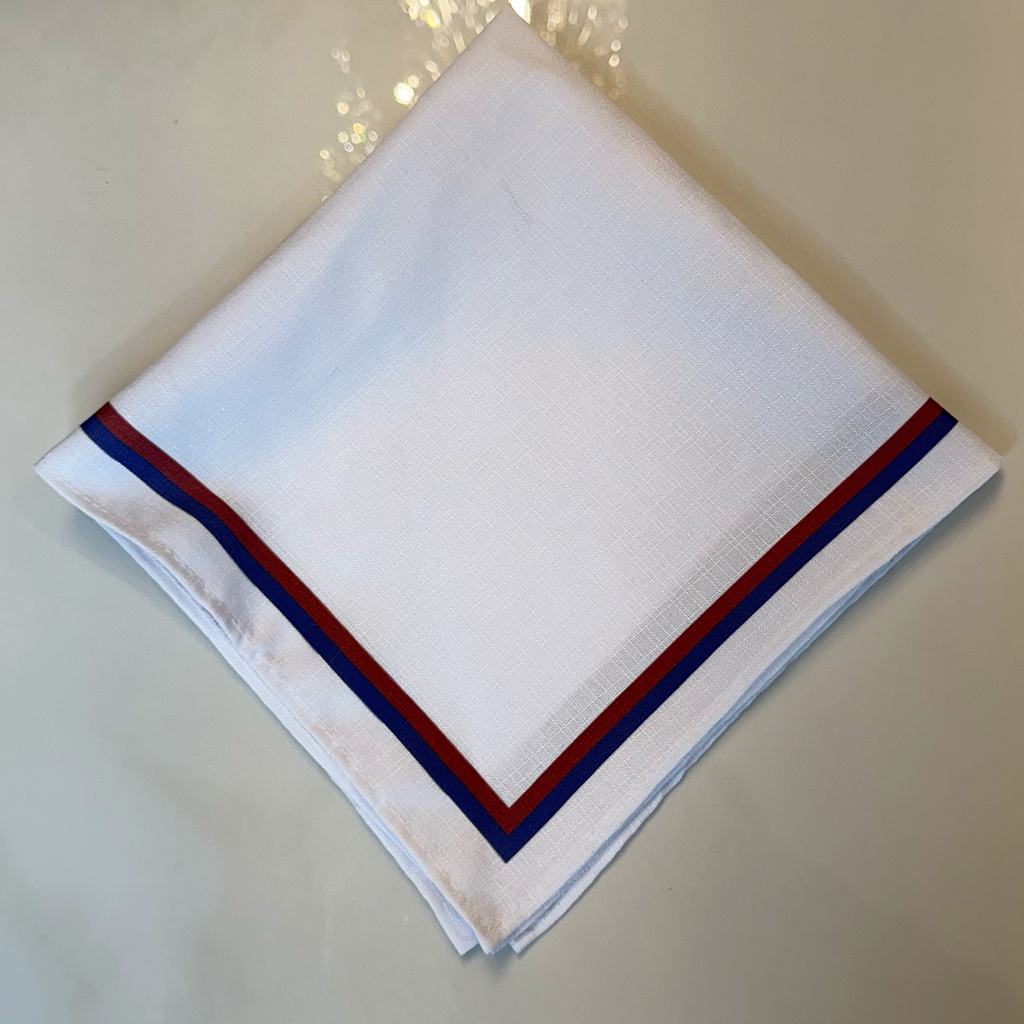 Marsala and Blue Napkin with Border